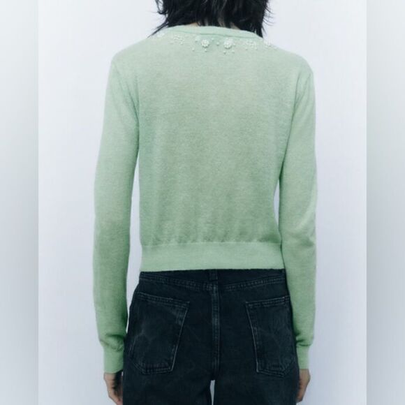 ZARA KNIT PEARLS SWEATER - Picture 6 of 10